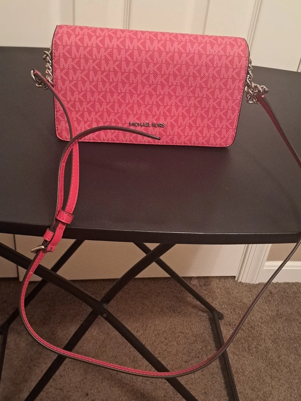 Michael Kors Dark Rasberry Med Signature MK Crossbody Shoulder Bag NWT